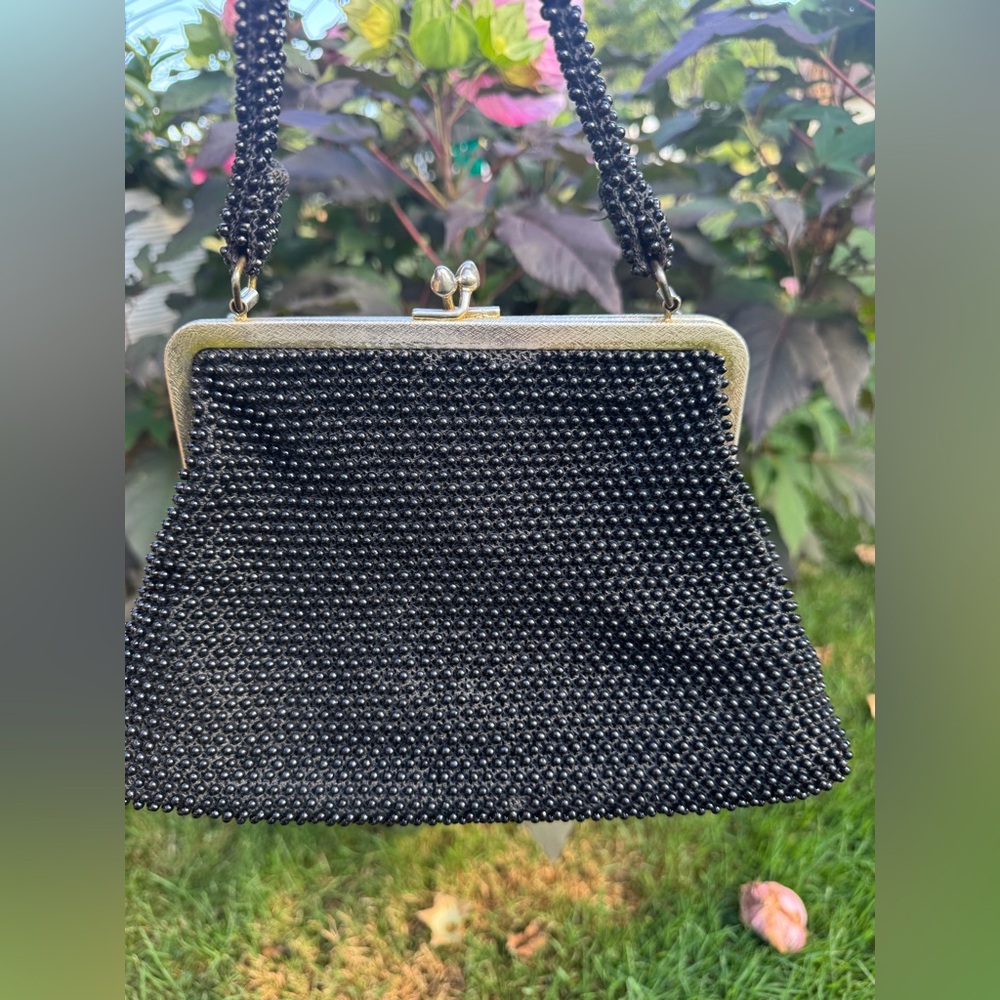 Late 40s-50s Black Beaded Handbag - Picture 3 of 7